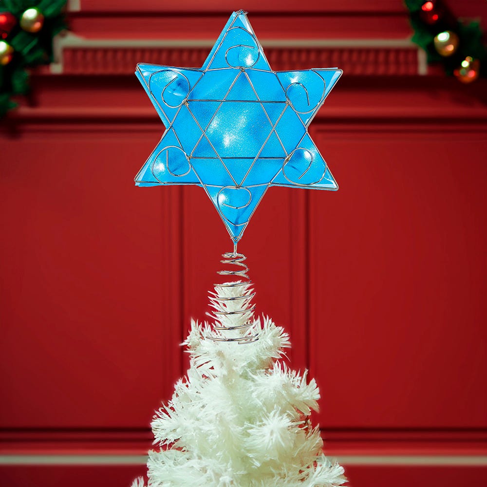 Kurt Adler UL 10-Light LED Silver and Blue Shimmer Star Treetop